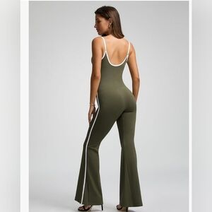 Vilanva Jumpsuit Flare Tummy Control Stretch Women's Romper 💚 Green Sz M